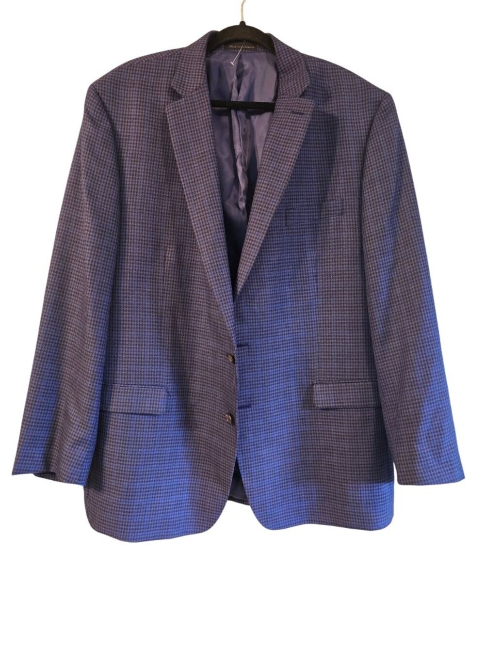 Lauren Ralph Lauren Men's Black Blue Houndstooth Lined Sportscoat, 46L